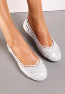 Baleriny - Srebrne Balerinki Koronkowe Sham - miniaturka - grafika 1