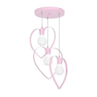 Lampy sufitowe - Decoland Dziecięca lampa wisząca LOVE 3xE27/60W/230V jasnoróżowa - miniaturka - grafika 1