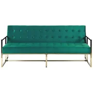 Sofy i kanapy - Beliani Sofa rozkładana welurowa zielona MARSTAL - miniaturka - grafika 1