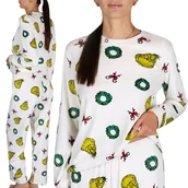 Piżamy damskie - Grinch Świąteczna, PLUSZOWA, dwuczęściowa piżama damska, CIEPŁA piżamka z długim rękawem XL - miniaturka - grafika 1