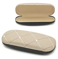 Akcesoria do okularów - Twarde etui na okulary beżowe w romby ET-110 - miniaturka - grafika 1
