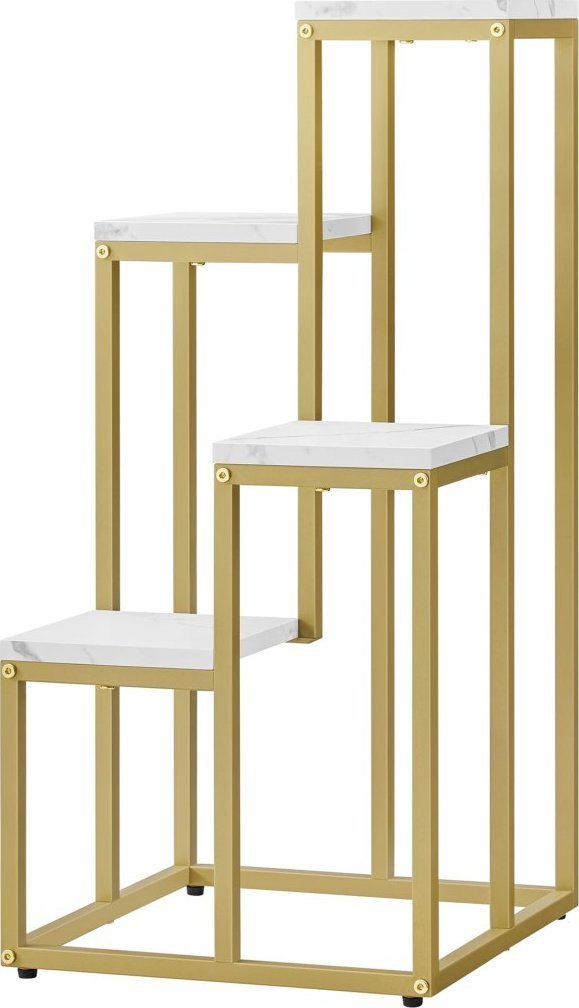 Leobert Regał kwietnik 4 półki - marmur / nogi złote
