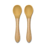 Sztućce dla dzieci - Łyżeczki Silikonowe z Bambusem 2szt Bezpieczne Miękkie Antybakteryjne Lorelli - miniaturka - grafika 1