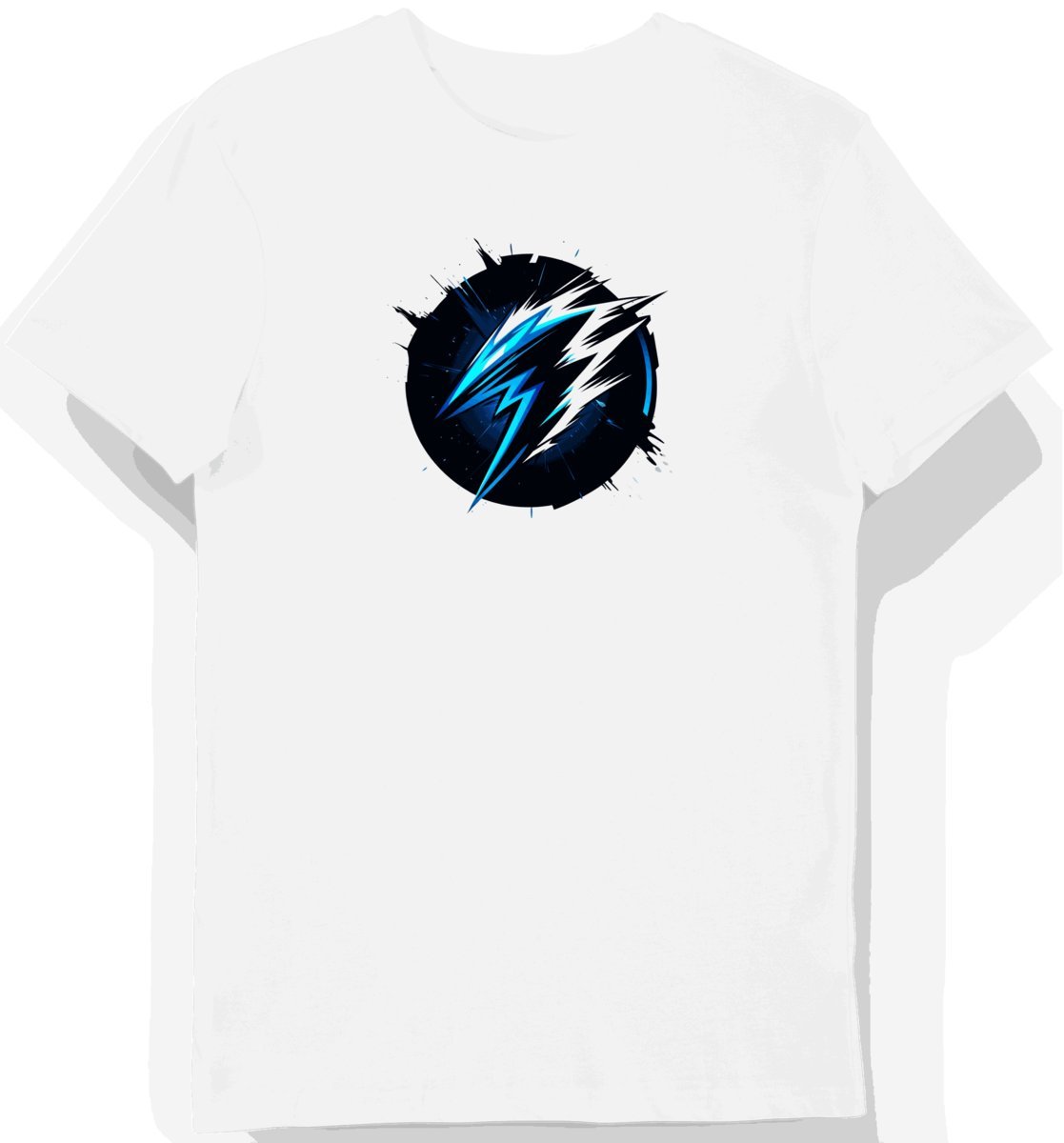 Koszulka męska biała z motywem błyskawicy e-sportowej L