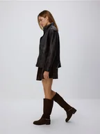 Kozaki damskie - Reserved - Zamszowe kozaki - ciemnobrązowy - miniaturka - grafika 1