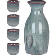 Serwisy obiadowe - Zestaw do sake karafka 250 ml i 4 czarki 50 ml ceramika styl wabi-sabi Q94000020 - miniaturka - grafika 1