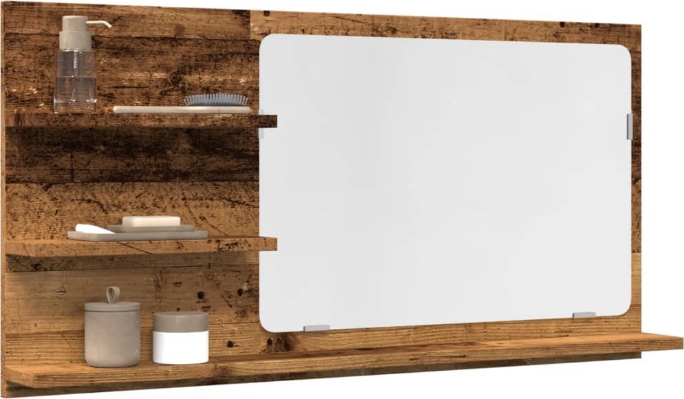 vidaXL vidaXL Szafka łazienkowa z lustrem, stare drewno, 90x11x45 cm