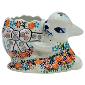 Figurki dekoracyjne - Ceramiczny królik z jajkiem Ceramika Bolesławiec - miniaturka - grafika 1