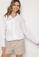 Koszule damskie - Biała Bawełniana Koszula z Marszczonymi Rękawami i Falbankami Tanandoria - miniaturka - grafika 1
