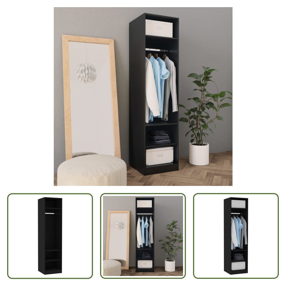 The Living Store Szafa czarna 50x50x200 cm Materiał drewnopochodny