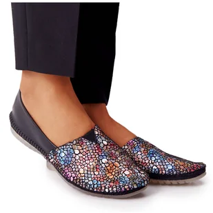 Damskie Skórzane Baleriny Maciejka 01930-87 Czarne wielokolorowe - Baleriny - miniaturka - grafika 1