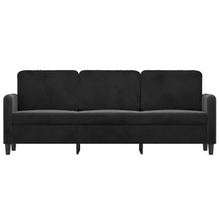 Sofa 3-osobowa, czarny, 180 cm, tapicerowana aksamitem - Sofy i kanapy - miniaturka - grafika 4