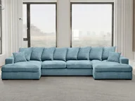 Narożniki - Sofa w kształcie U GABON narożnik z funkcją spania Zoom jasnoniebieski - miniaturka - grafika 1