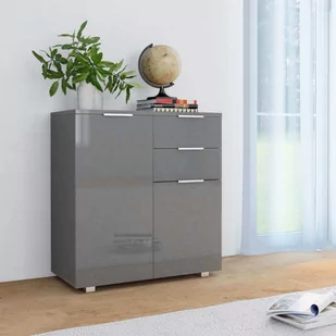 Komoda na wysoki połysk, szara, 71 x 35 x 76 cm, płyta wiórowa - Komody - miniaturka - grafika 1