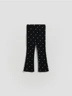 Spodnie i spodenki dla dziewczynek - Reserved - Prążkowane legginsy - czarny - miniaturka - grafika 1