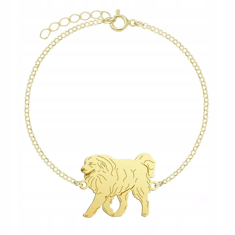 Bransoletka Złota z psem Pirenejski Pies Górski 925 Biżuteria GRAWER GRATIS