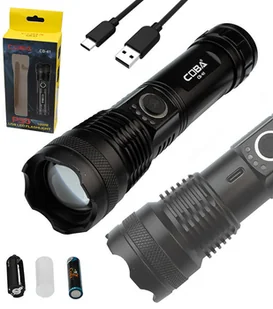 MOCNA LATARKA TURYSTYCZNA WOJSKOWA COBA AKUMULATOROWA USB-C ZOOM 5 TRYBÓW - Latarki - miniaturka - grafika 1