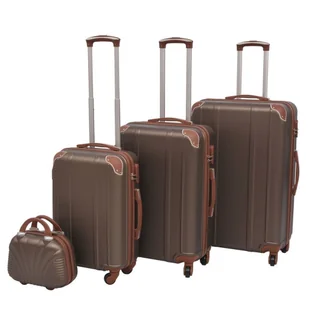 vidaXL, Zestaw walizek na kółkach + kosmetyczka, kawowy, rozmiar M/L/XL, 4 szt. - Walizki - miniaturka - grafika 1