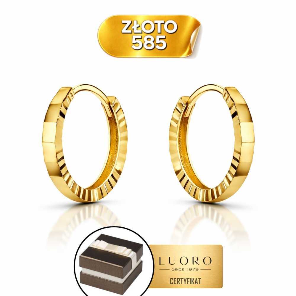 KOLCZYKI ZŁOTE 585 14K KÓŁKA DIAMENTOWANE KREOLE ŻÓŁTEGO ZŁOTA 12 CM