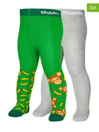 Rajstopy dziecięce - Playshoes Rajstopy (2 pary) w kolorze zielonym i szarym - miniaturka - grafika 1
