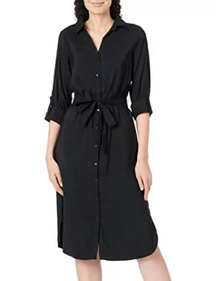 VERO MODA Women's VMBELL LS Calf Shirt Dress NOOS sukienka koszulowa, czarna, L - Sukienki - miniaturka - grafika 1