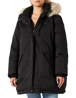 Kurtki damskie - Tommy Hilfiger Damska kurtka CRV Sorona Padded Parka, czarna, 54, Czarny - grafika 1