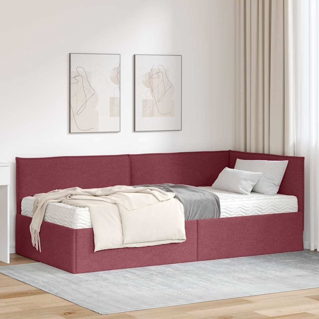 vidaXL Rama Łóżka Narożnego z Materacem 2 pcs Szary Aksamit