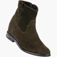 Botki damskie - Botki Damskie Skórzane Buty Zimowe Płaski Obcas Ciemny Zielony Lucia Bosetti 1095 Zielony 36 - miniaturka - grafika 1