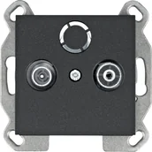 Gniazdka elektryczne - Hager Gniazdo antenowe R-TV przelotowe LUMINA - czarny mat - miniaturka - grafika 1