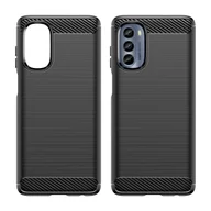 Etui i futerały do telefonów - Carbon Case etui do Motorola Moto G62 5G elastyczny silikonowy karbonowy pokrowiec czarne - miniaturka - grafika 1