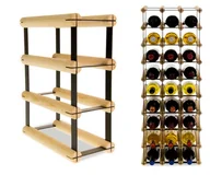 Stojaki na wino - Regał Na Wino Stojak Na 3 Butelki Szklane/ Pet — Rw-8/ 1X3 — Surowy Naturalny Metal + Drewno Rw-8-1X3-3 / Wamar-Sosenka - miniaturka - grafika 1