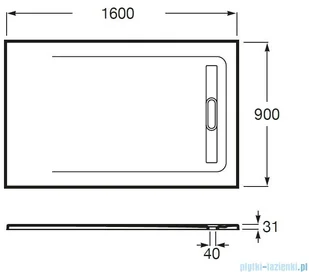 Roca Aquos 160x90cm brodzik prostokątny konglomeratowy perłowy AP60164038401630 | - Brodziki prysznicowe - miniaturka - grafika 2