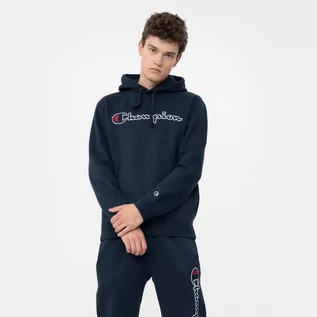 Bluzy sportowe męskie - Męska bluza dresowa nierozpinana z kapturem CHAMPION ROCHESTER Hooded Sweatshirt - granatowa - grafika 1