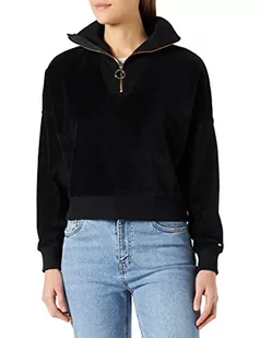 Tommy Hilfiger Damska bluza welurowa RLX 1/2, zamek błyskawiczny, czarna, 3XL - Bluzy damskie - miniaturka - grafika 1