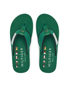 Tommy Hilfiger Japonki Patch Hilfiger Beach Sandal FM0FM05435 Zielony - Klapki i japonki męskie - miniaturka - grafika 1