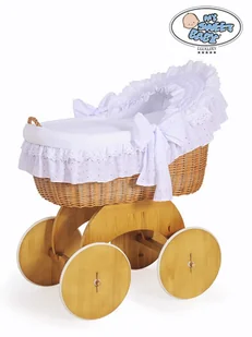 Kosz Mojżesza z budką wiklinową Lily naturalny + biała pościel - Łóżeczka i kojce - miniaturka - grafika 1