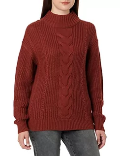 Swetry damskie - Vila Women's VIOA L/S sweter z dekoltem z wysokim dekoltem, top-NOOS, Fired Brick, XXL, Fired Brick, XXL - grafika 1