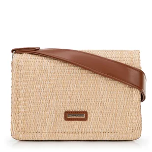 Damska crossbody z plecionki beżowo - brązowa - Torebki damskie - miniaturka - grafika 1