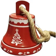 Bombki - DZWONEK metalowy czerwony świąteczny zawieszka z dzwonkiem 13 cm na jucie - miniaturka - grafika 1