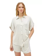 Koszulki i topy damskie - Koton Damska koszulka typu Lapel Detail Sleeve Oversized, beżowy (063), 38 - miniaturka - grafika 1