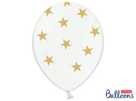 Balony i akcesoria - Strong Balloons Balony 14", "Gwiazdki złote", STRONG, Pastel Pure White, 50 szt SB14P-257-008 - miniaturka - grafika 1