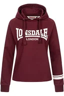 Bluzy damskie - Lonsdale Damska bluza z kapturem CALLANISH, Oxblood/White, L 117404 - miniaturka - grafika 1