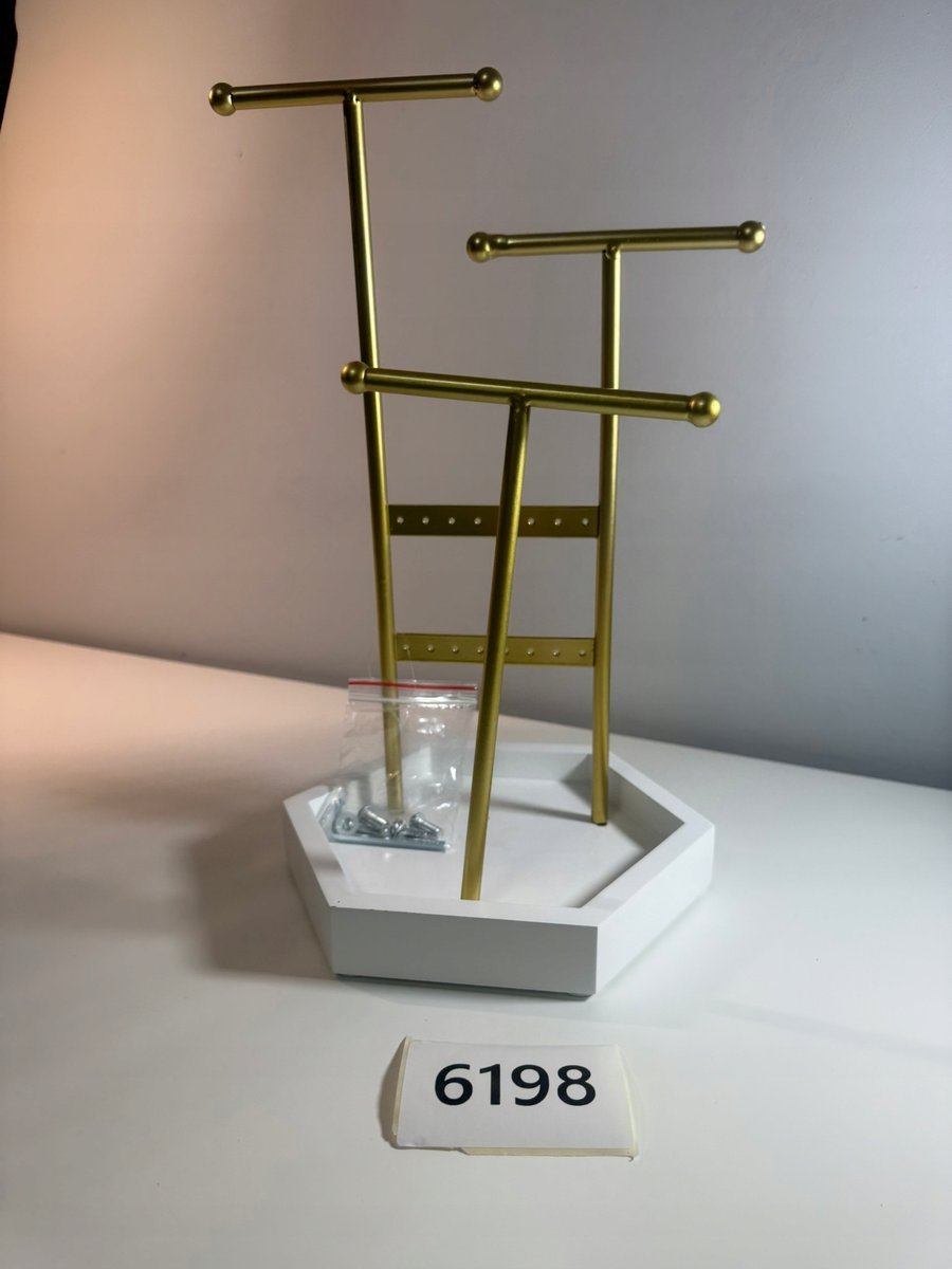 Ekspozytor na biżuterię, złoty stojak do skręcenia (6198-84)