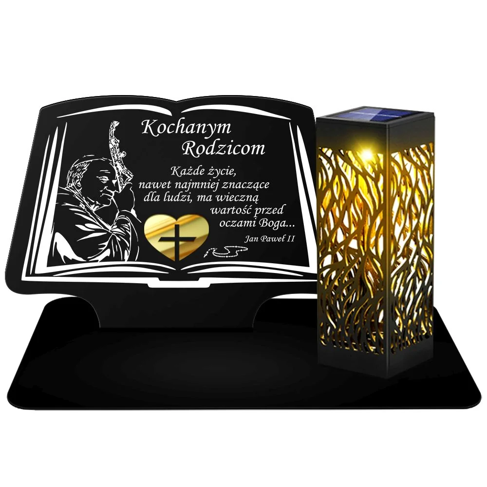Metalowy Znicz Solarny LED Lampion na Grób Cmentarz Nagrobny Ciężki Duży
