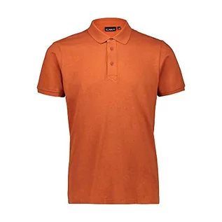 Koszulki męskie - CMP CMP Męski T-shirt w Cotone E Lino Con Protezione Upf 40 pomarańczowa rdza 48 30T7597 - grafika 1