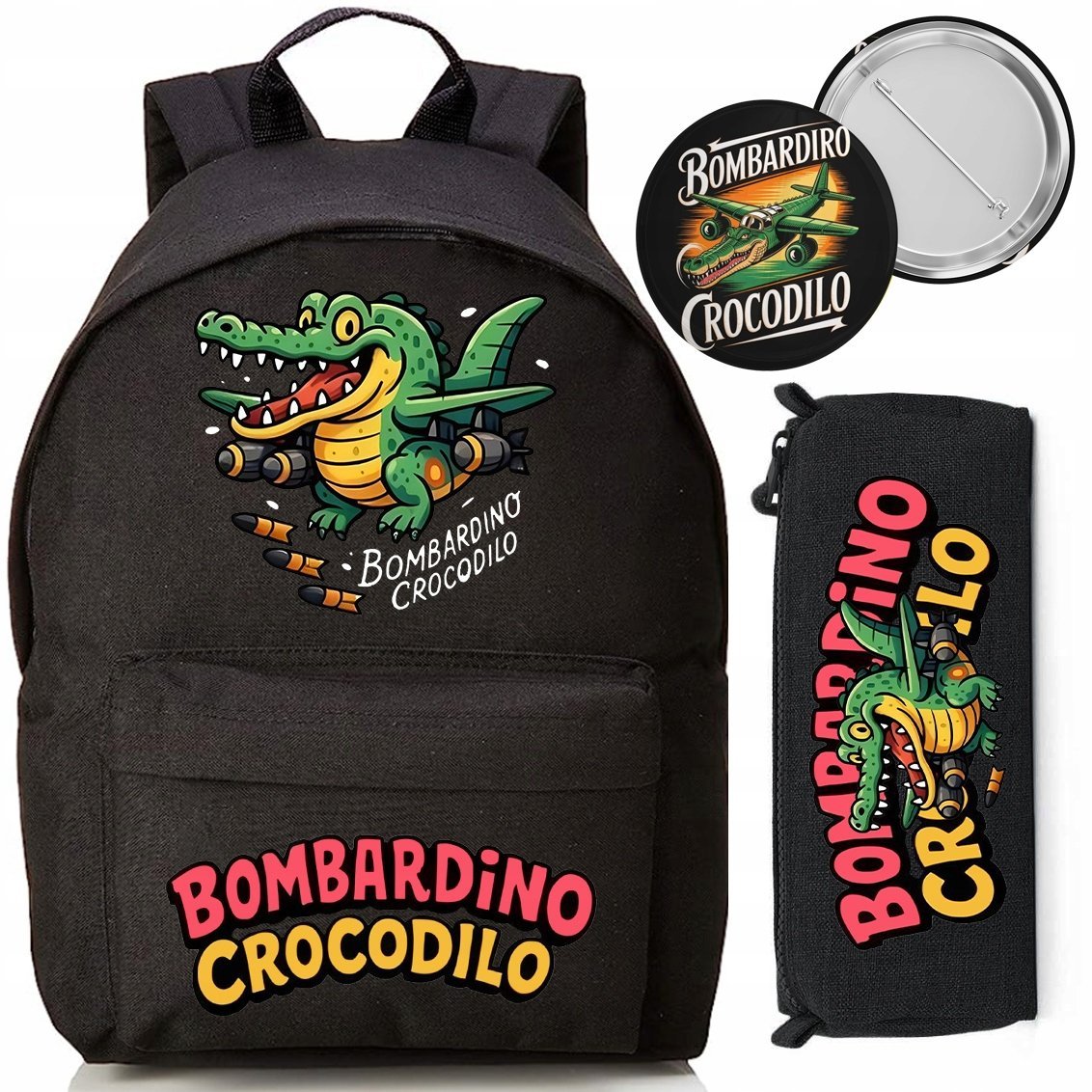 ZESTAW SZKOLNY PLECAK+PIÓRNIK+ PIN Do Szkoły BRAINROT BOMBARDINO CROCODILO