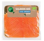ŁOSOŚ (B SALMON) (porcje, mrożone) Łosoś atlantycki plastry wędzone na zimno BIO - B Salmon - 100g BP-5907694957045