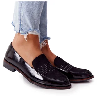 Damskie Lakierowane Mokasyny Sergio Leone PB254 Czarne - Mokasyny damskie - miniaturka - grafika 1