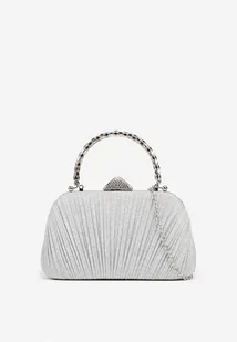 Srebrna Torebka na Ramię i do Ręki Typu Kopertówka Ozdobiona Brokatem Zarolita - Torebki damskie - miniaturka - grafika 1