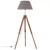 Lampy stojące - VidaXL Lampa podłogowa na trójnogu, brązowo-szara, tek, 141 cm 288078 - miniaturka - grafika 1